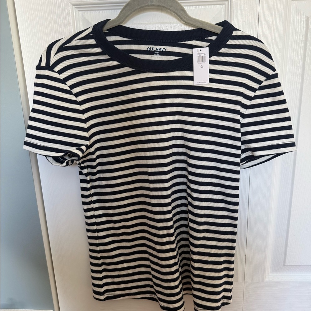 Old Navy Navy and White Striped Tee